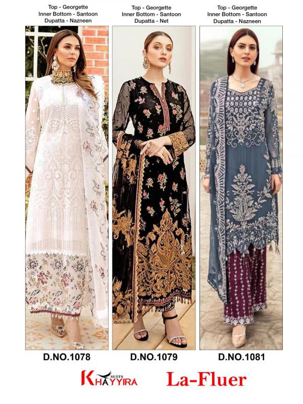 Khayyira La-Fluer Fancy Georgette Embroidery Pakistani Salwar